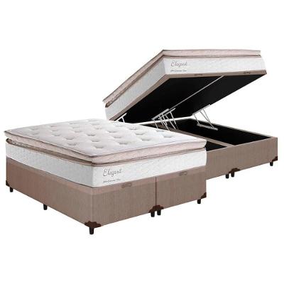 Cama Box Baú King: Colchão Molas Ensacadas Herval MasterPocket Elegant + Base CRC Courano Clean(193x203)