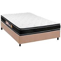 Cama Box Casal: Colchão Espuma D33 Castor Black e White + Base CRC Suede Clean(138x188) - 1