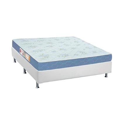 Cama Box Casal: Colchão Espuma D45 Castor Sleep Max + Base CRC Courano White(138x188)