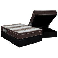 Cama Box Baú Casal: Colchão Ortopédico Ortobom Light + Base CRC Suede Black(138x188) - 1