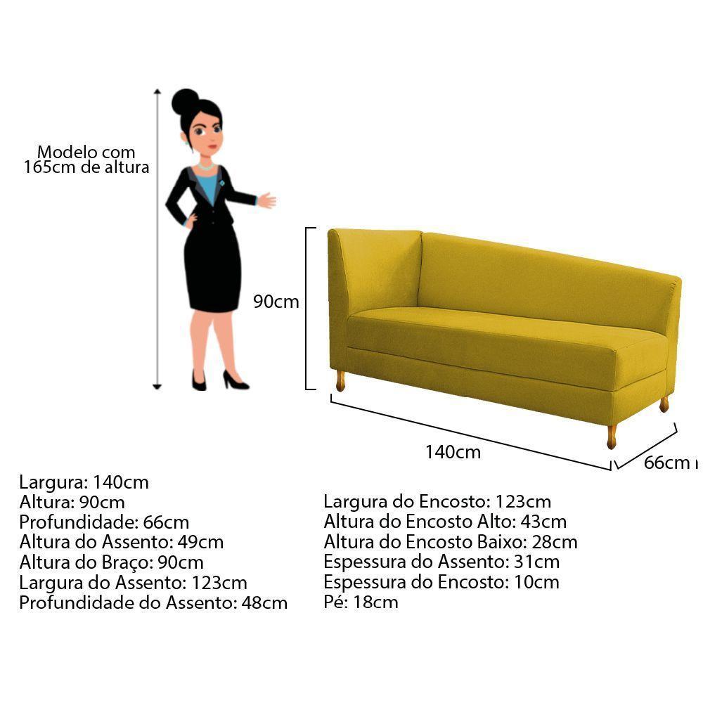Recamier 140Cm Lado Direito Suede Amarelo - 3