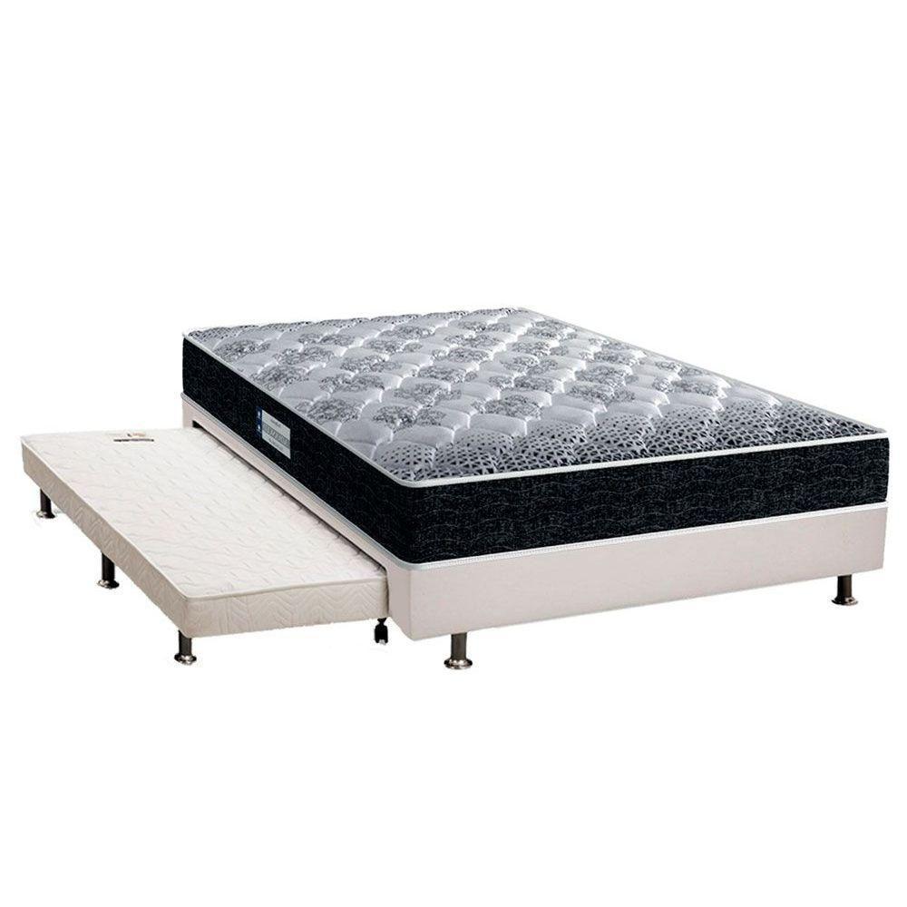 Cama Box c/Auxiliar Casal: Colchão Espuma Probel D33EP Advanced Tech1500 + Base CRC Courano Branco(138x188) - 1