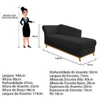 Recamier 140Cm Lado Esquerdo Corano Preto - 2