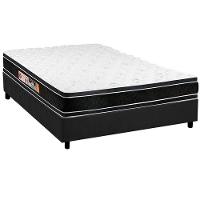 Cama Box Casal: Colchão Espuma D33 Castor Black e White + Base CRC Suede Gray(138x188) - 1