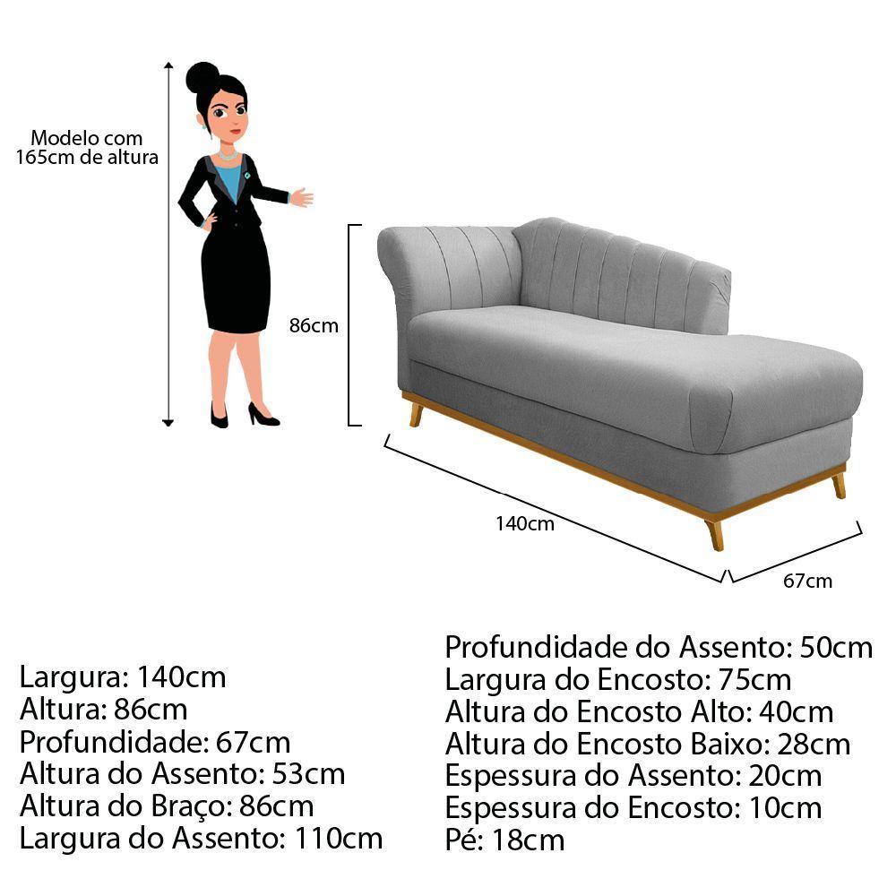 Recamier 140Cm Lado Esquerdo Suede Cinza - 2