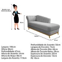 Recamier 140Cm Lado Esquerdo Suede Cinza - 2