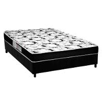 Cama Box Casal: Colchão Espuma Luckspuma Roland Garros Pro + Base CRC Suede Black(138x188) - 1