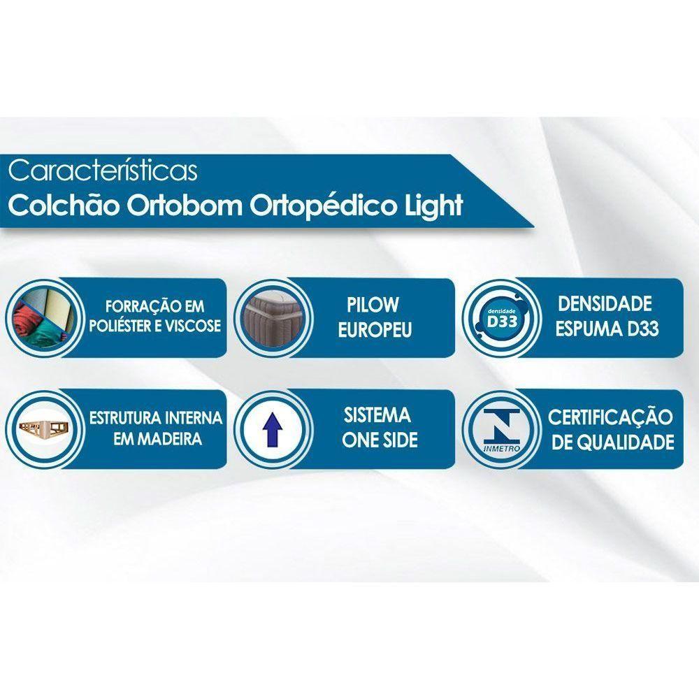 Cama Box Casal: Colchão Ortopédico Ortobom Light OrtoPillow + Base CRC Courano White(138x188) - 4