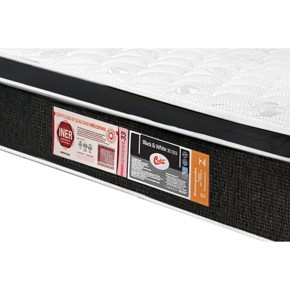 Cama Box Queen: Colchão Espuma D33 Castor Black e White Double Face + Base CRC Suede Black(158x198) - 3