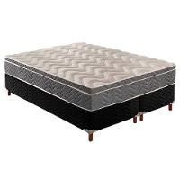 Cama Box Queen: Colchão Anatômico Paropas D45/Ep Confort Mega Firme + Base Crc Suede Black(158X198) - 1