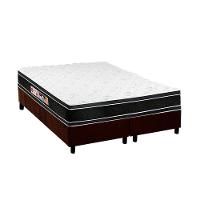 Cama Box Queen: Colchão Espuma Castor D33 Black E White Double Face + Base Crc Suede Brown(158X198) - 1