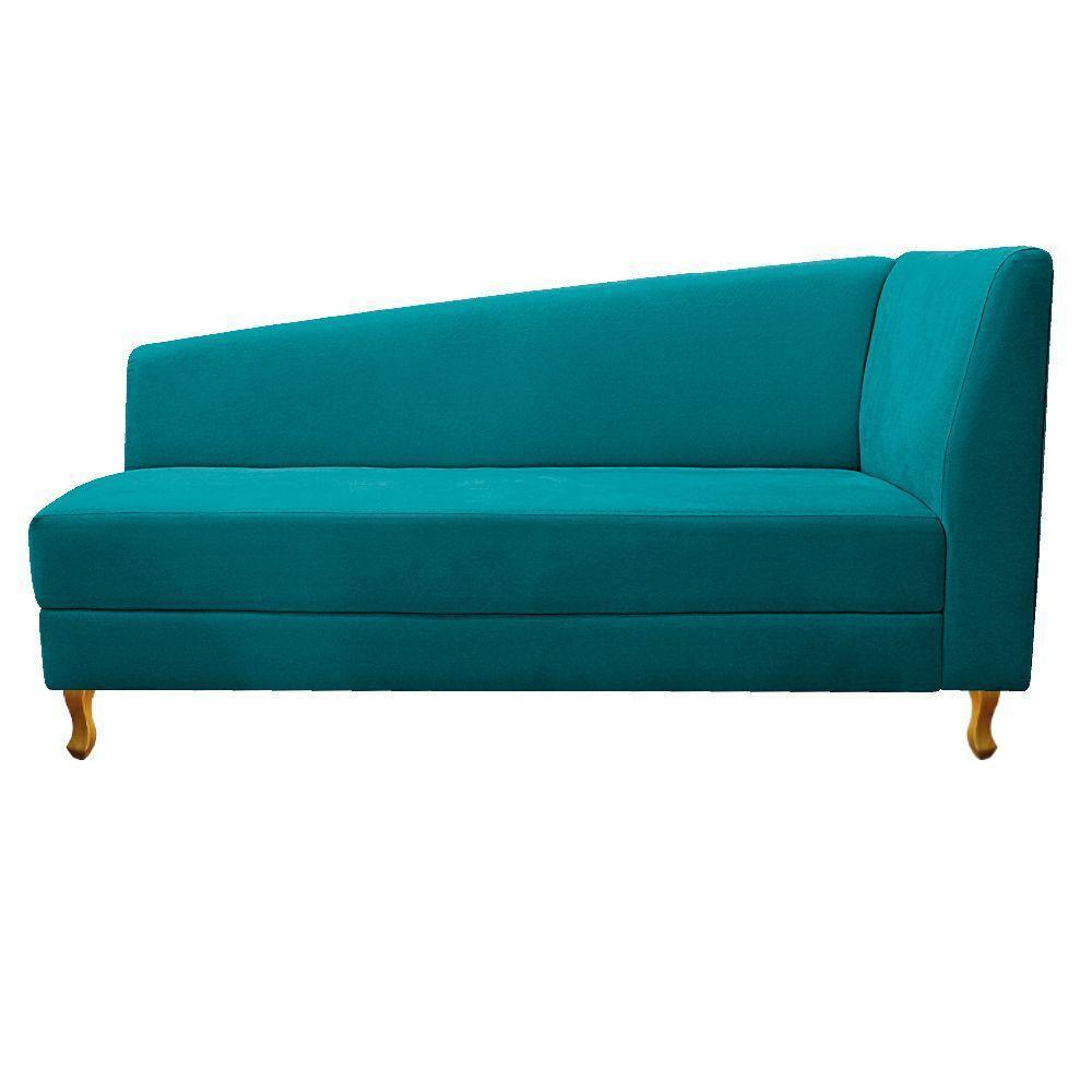 Recamier 185Cm Lado Esquerdo Suede Azul Turquesa - 6