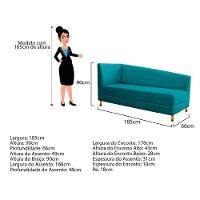 Recamier 185Cm Lado Esquerdo Suede Azul Turquesa - 2