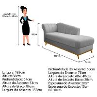 Recamier 185Cm Lado Direito Suede Cinza