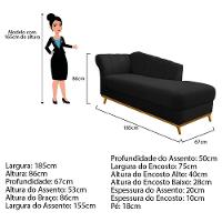 Recamier 185Cm Lado Esquerdo Suede Preto - 6