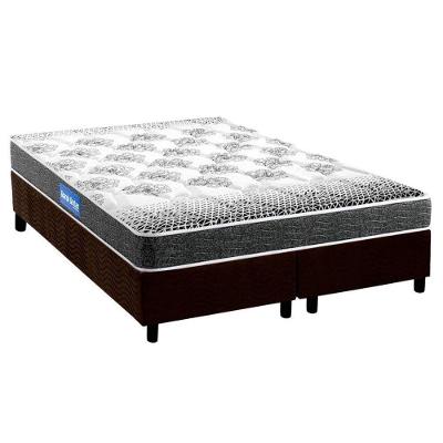 Cama Box Queen: Colchão Espuma Probel Guarda Costas Resistente Double Face + Base CRC Suede Brown(158x198)