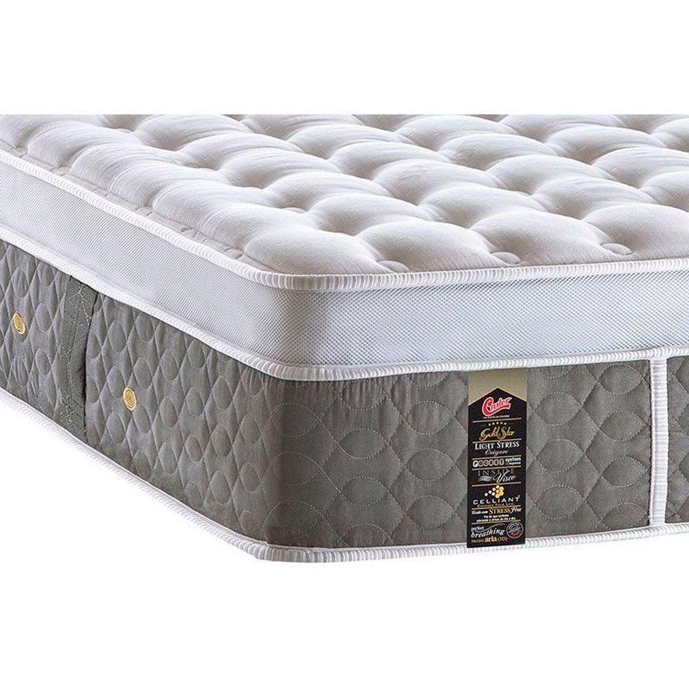 Cama Box Solteiro: Colchão Molas Castor Pocket Gold Star Light Stress Oxygen New Plush + Base CRC Suede Gray(88x188) - 3