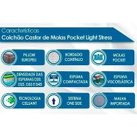 Cama Box Solteiro: Colchão Molas Castor Pocket Gold Star Light Stress Oxygen New Plush + Base CRC Suede Gray(88x188)