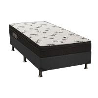 Cama Box Solteiro: Colchão Espuma D45 Ortobom Light Saúde Ortopilow + Base CRC Suede Black(88x188) - 1