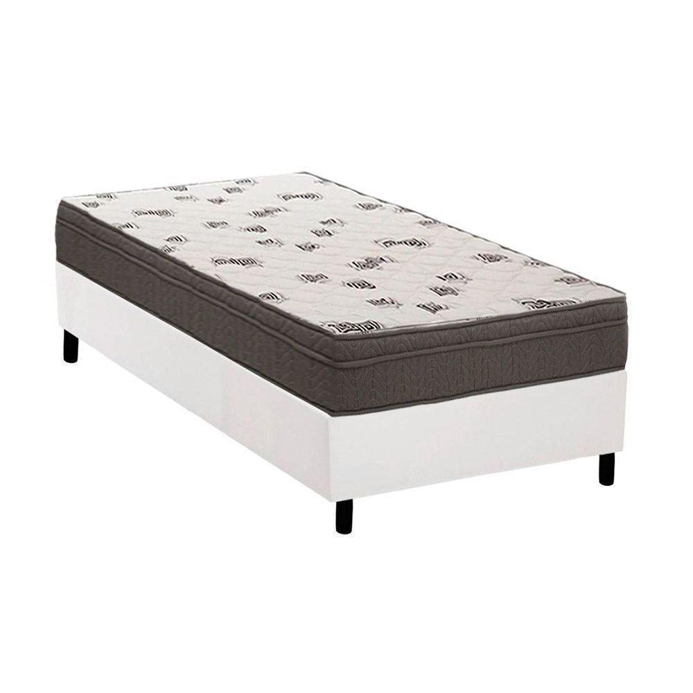 Cama Box Solteiro: Colchão Espuma Ortobom D45 Light Saúde Ortopilow + Base CRC Courano White(88x188) - 1