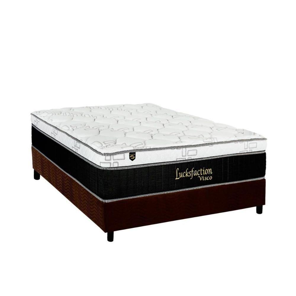 Cama Box Casal: Colchão Molas Ensacadas Luckspuma MasterPocket Lucksfaction Viscoelástico + Base CRC Suede Brown(138x188) - 1