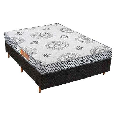 Cama Box Casal: Colchão Espuma Polar Pérola + Base Crc Rústico Black(138X188)