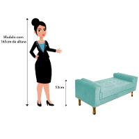 Recamier Baú Félix King 195cm Suede Azul Tiffany Doce Sonho - 6