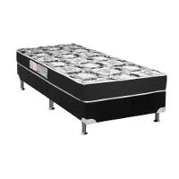 Cama Box Solteiro: Colchão Espuma Luckspuma D28 Celebrity + Base CRC Suede Black(88x188) - 1