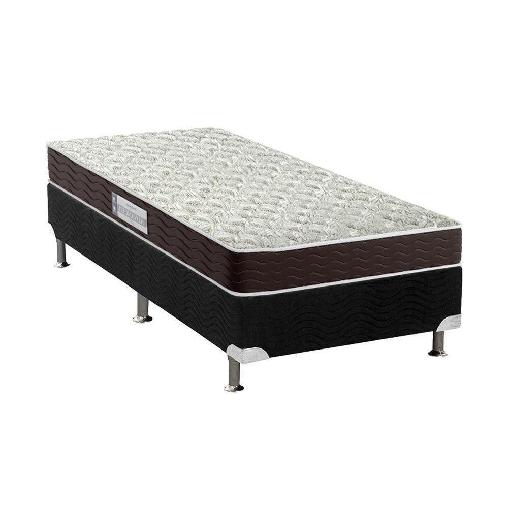 Cama Box Solteiro: Colchão Espuma D33 Probel Advanced Mega Resistente + Base CRC Suede Black(88x188) - 1