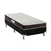 Cama Box Solteiro: Colchão Espuma D33 Probel Advanced Mega Resistente + Base CRC Suede Black(88x188) - 1