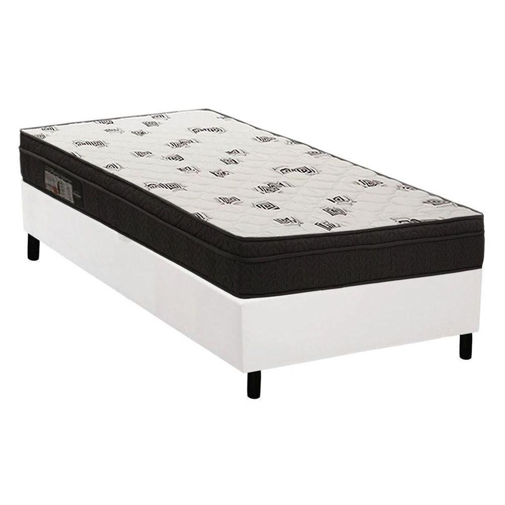 Cama Box Solteiro: Colchão Espuma Ortobom D45 Light Saúde Ortopilow + Base CRC Courano White(88x188) - 1