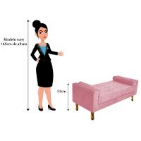 Recamier Baú Félix Casal 140cm Suede Rosa Bebê - 5