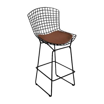 Banqueta Bertoia Preta D70 Assento Marrom