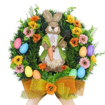 Guirlanda Enfeite Páscoa Coelhinho Palha Cenoura 46cm