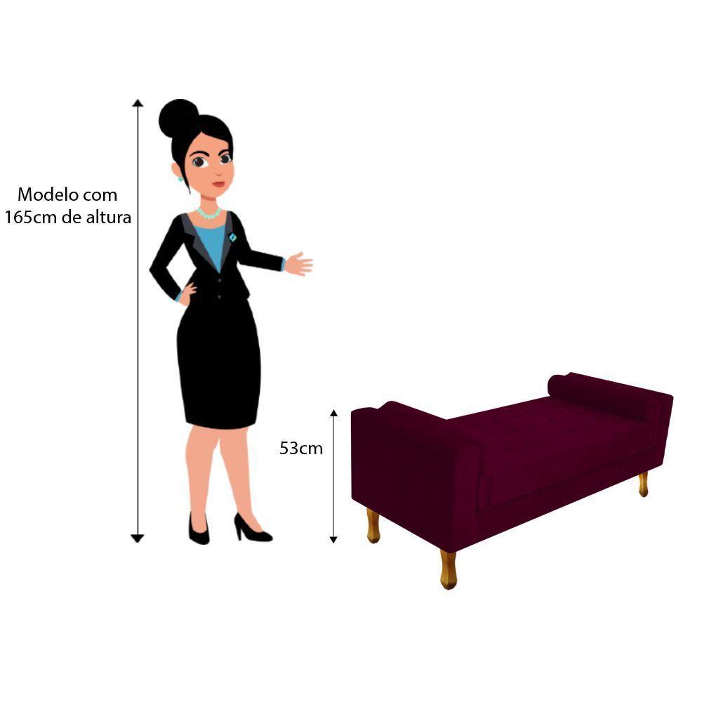 Recamier Baú Félix Casal 140cm Suede Bordô - 4