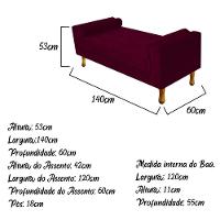 Recamier Baú Félix Casal 140cm Suede Bordô - 5