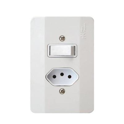 Interruptor 1 Tecla Simples + Tomada 10a - Linha Millenium - Mectronic