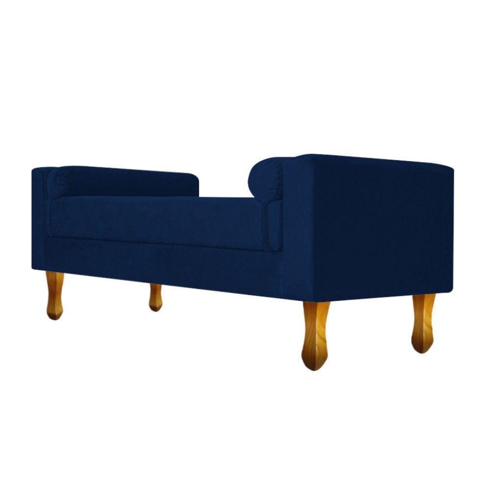 Recamier Baú Félix Solteiro 100cm Suede Azul Marinho - 2