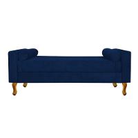 Recamier Baú Félix Solteiro 100cm Suede Azul Marinho - 6