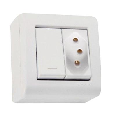 Conjunto Caixa 1 Interruptor Simples250v/ 10a + 1 Tomada 2p + T250v/ 10a - Tramontina