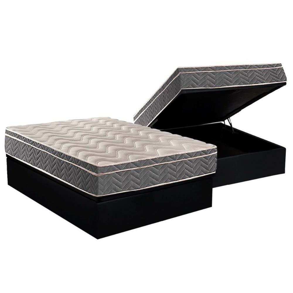 Cama Box Baú Casal: Colchão Anatômico Paropas D45 / EP Confort Mega Firme + Base CRC Suede Black(138x188) - 1
