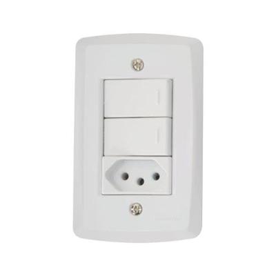 Conjunto 2 Interruptores Simples + Tomada 10a - Linha Lux2 - Tramontina