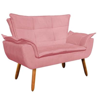 Poltrona Namoradeira 2 Lugares Pés Palito Opla Suede Rose - Ibiza