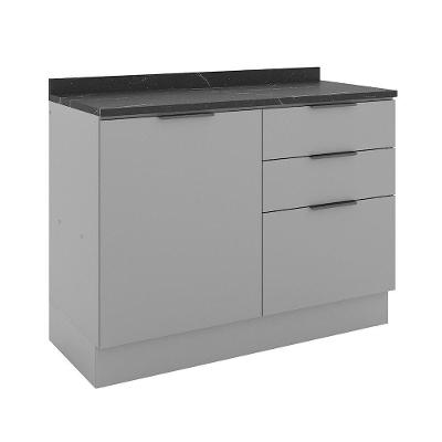 Balcão Lumina 2 Portas E 3 Gavetas Com Tampo 917123 Telasul Cinza