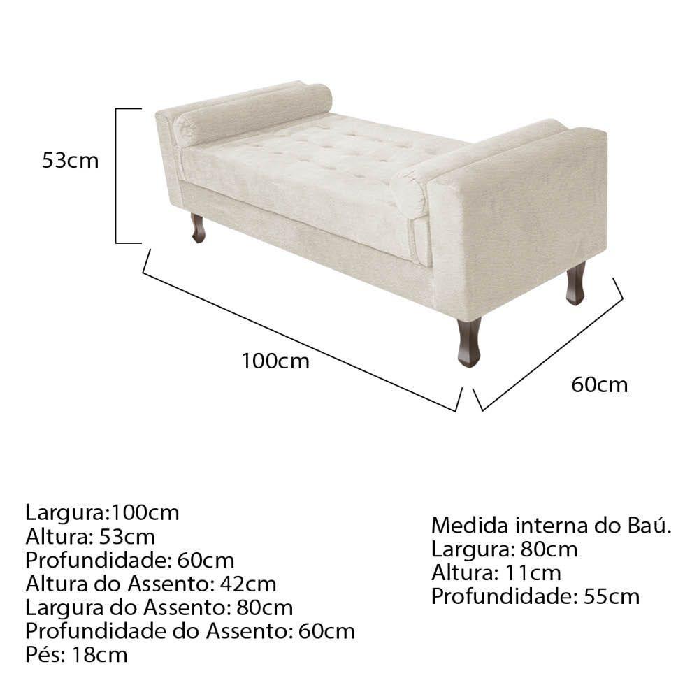 Recamier Baú Félix Solteiro 100cm Corano Bege - 3