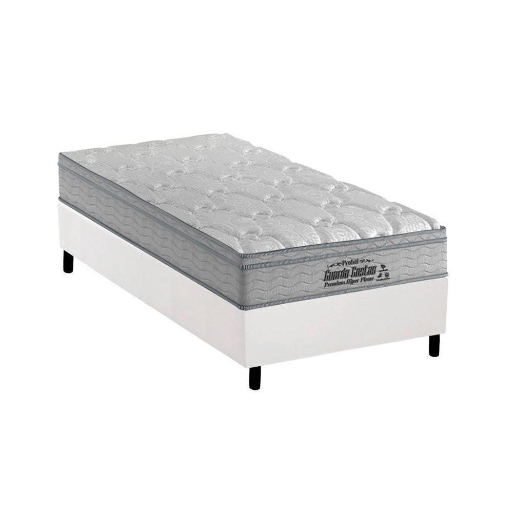 Cama Box Solteiro: Colchão Espuma Probel D40 Guarda Costas Premium Hiper Firme + Base CRC Courano White(88x188) - 1