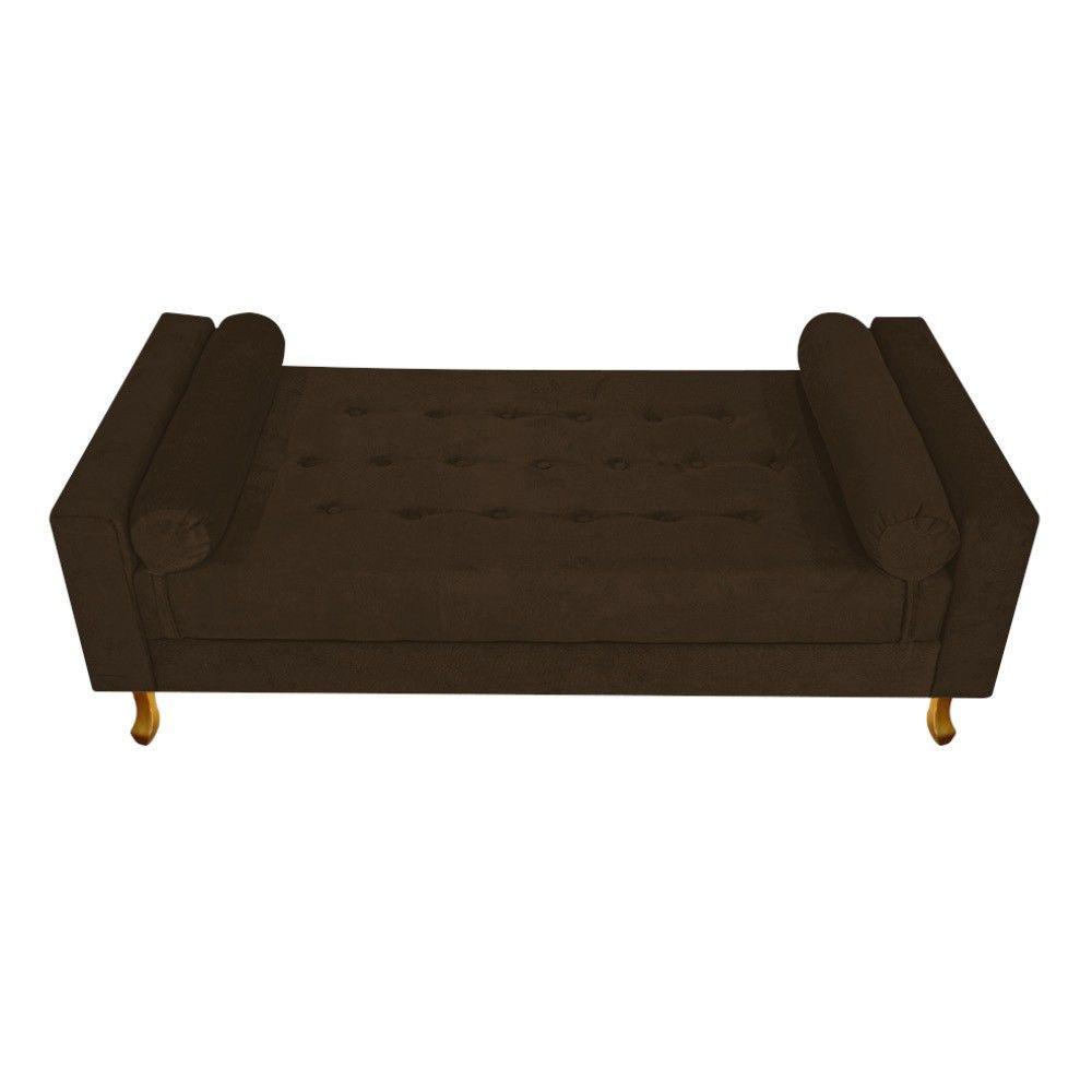 Recamier Baú Félix Queen Size 160cm Suede Marrom Doce Sonho - 6