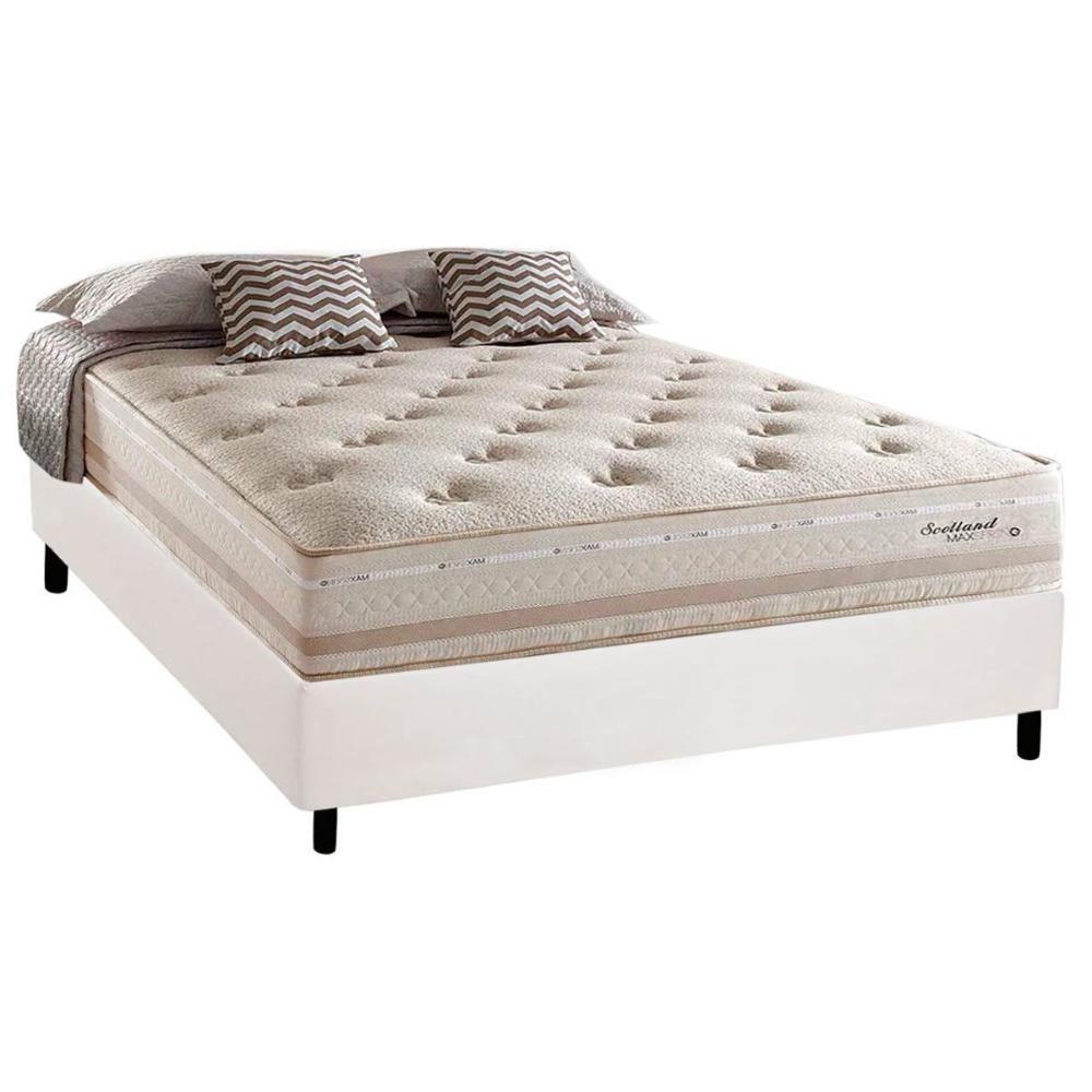 Cama Box Casal: Colchão Molas Herval Maxspring Scotland + Base CRC Courano White(138x188) - 1