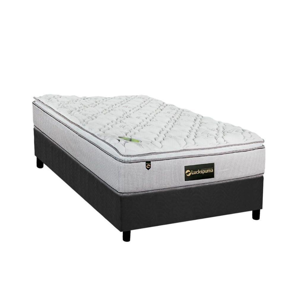 Cama Box Solteiro: Colchão Molas Bonnel Luckspuma Trade + Base CRC Suede Gray(88x188) - 1