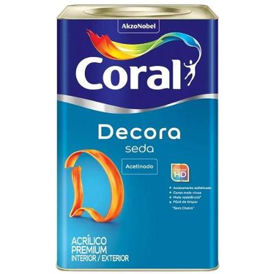 Tinta Acrílica Acabamento De Seda Acetinado Branco 18 Litros - 5229669 - Coral Tinta Acrilica 18l Decora Seda Branco